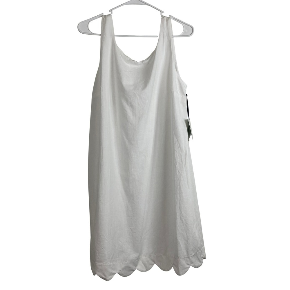 00639 Kate Spade New‎ York White Scalloped Hem Sleeveless Shift Dress Size M NWT